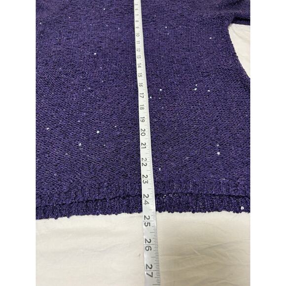Chico's Women’s Size 0 Small Sequin Sweater Pullover Festive Glam Purple Whimsy - Picture 11 of 11